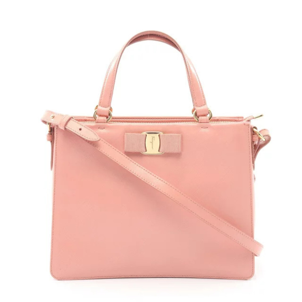 Salvatore Ferragamo Vara Ribbon Handbag Leather Pink